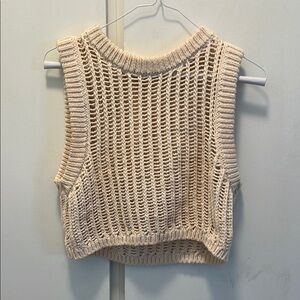 Cream Knit Sleeveless Top